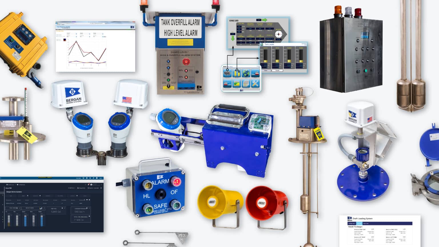 A photo of Bergan Marine products against an off white background.