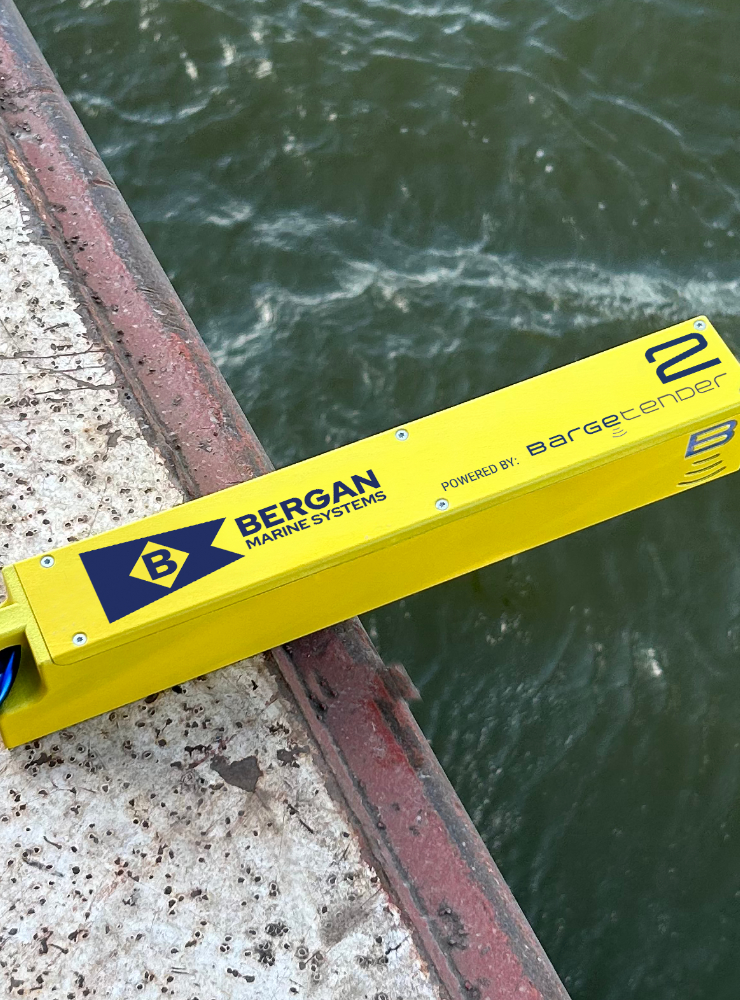 A photo of a sensor that's part of the SmartBarge® Loading System