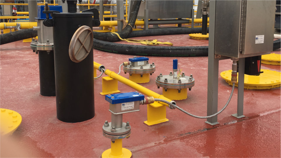 Photos of temperature sensors on a barge.